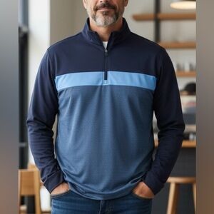 PGA TOUR Striped Ombre Printed Men's‎ Golf Quarter Zip blue size XXL long sleeve